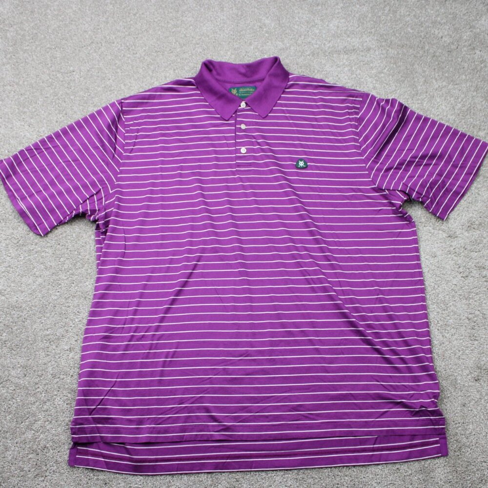 Brooks Brothers Polo Shirt Men 2XL XXL Purple St.Andrews Links Golf Short Sleeve - Picture 2 of 14